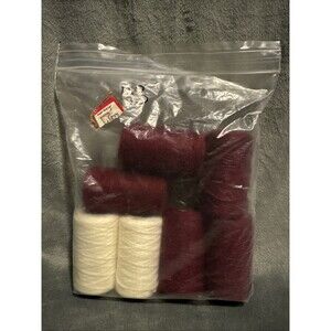Vintage 80s 7 pc Punch Embroidery Thread Clarke's Burgundy Bag 43
